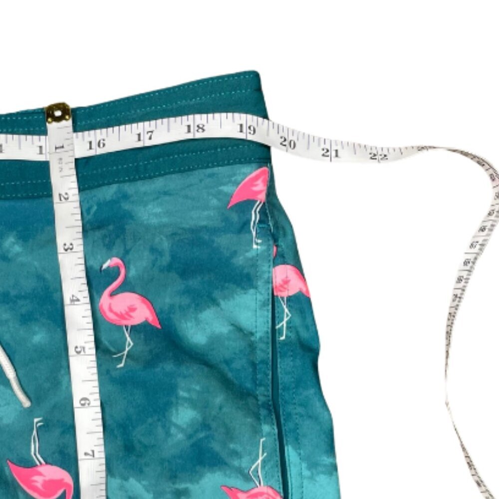 Old Navy Tropical Flamingo Swim Trunks Teal Tie Dye Board Shorts Summer Vibe L - Picture 8 of 13